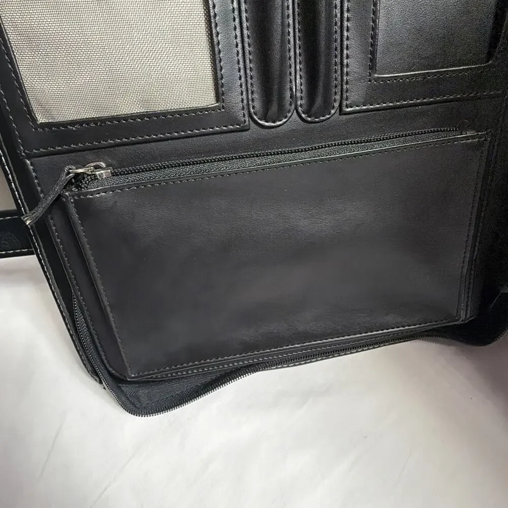 Franklin Covey 3-Ring Binder Briefcase Black Faux Leather